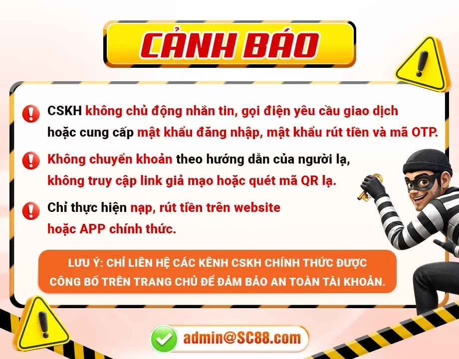 Hội viên cần lưu ý tránh vào link SC88 giả mạo